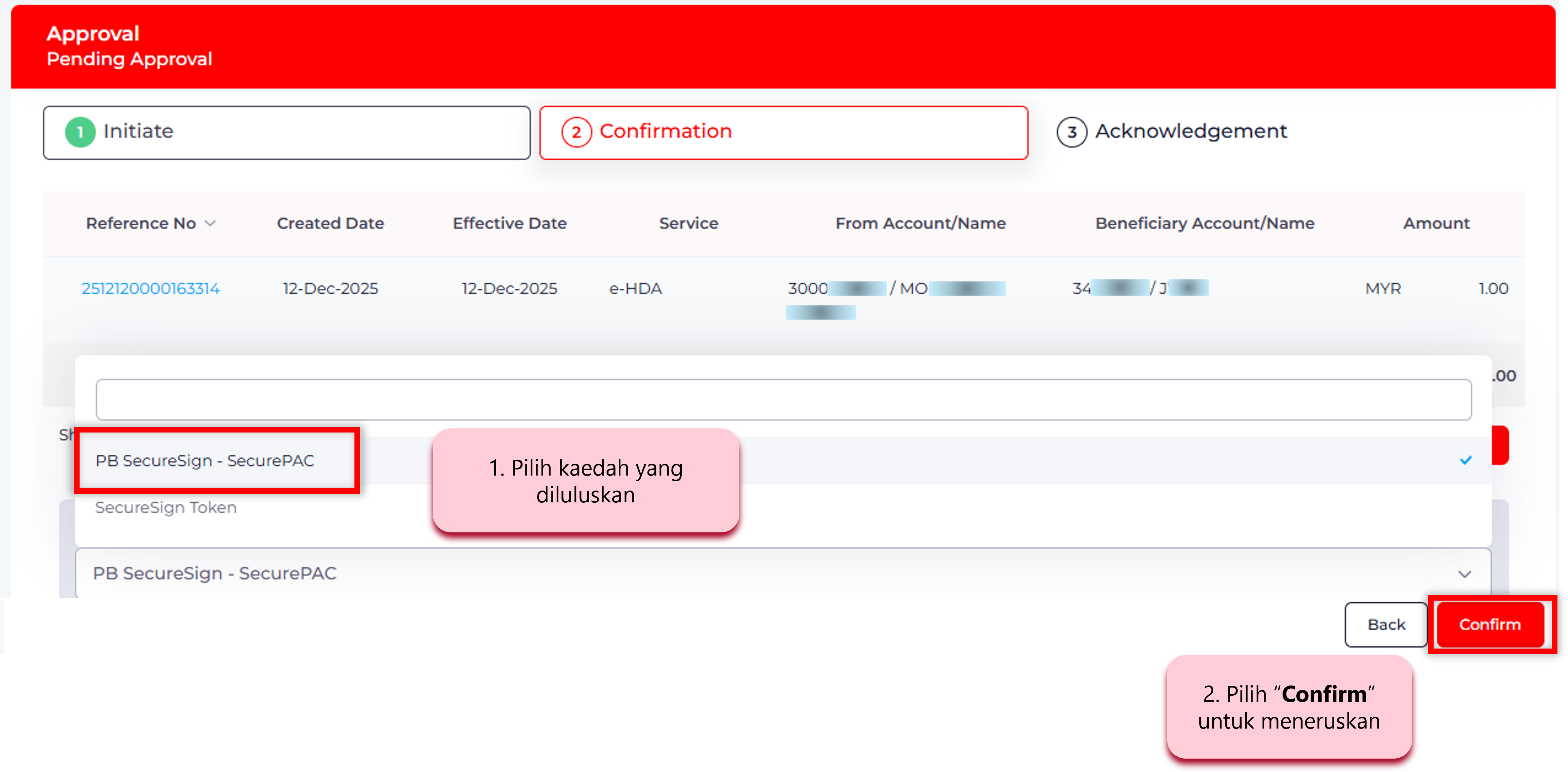 Langkah 2 : Pilih kaedah kelulusan